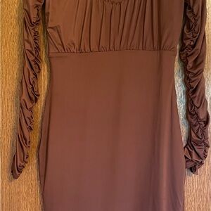 Venus Shape Embrace Long Sleeve dress, brown. Small.